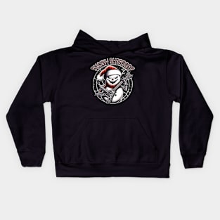 Creepy and Metalhead Christmas Snowman Kids Hoodie